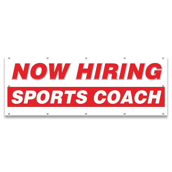 Signmission Now Hiring Sports Coach Banner Apply Inside Accepting Application Single Sided - B-120-30307