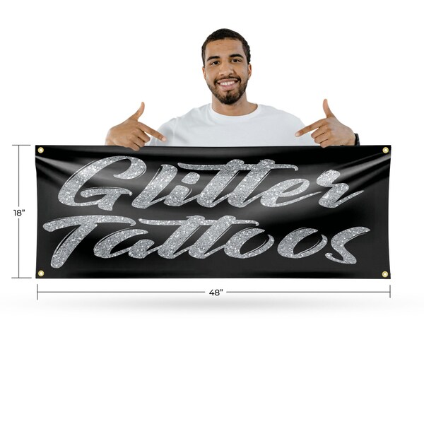 Signmission Glitter Tattoos, 18 Inch x 48 Inch, Vinyl Banner - B-30670
