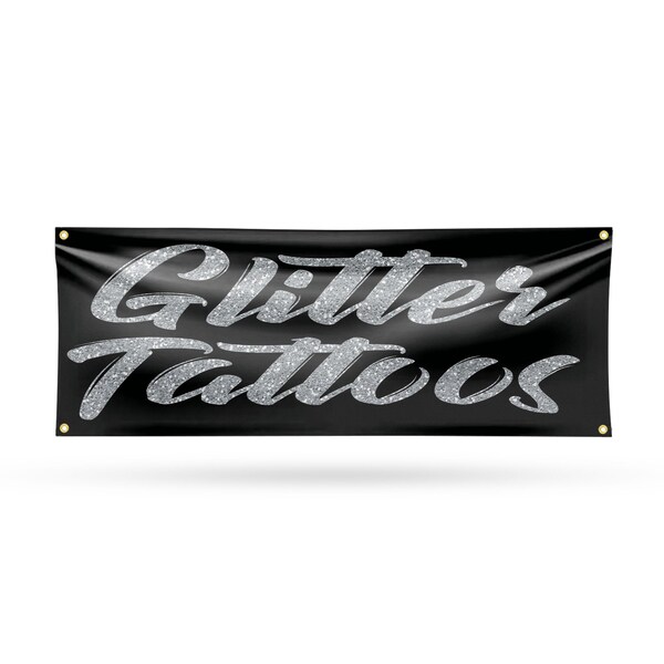 Signmission Glitter Tattoos, 18 Inch x 48 Inch, Vinyl Banner - B-30670