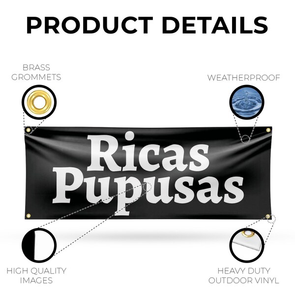 Signmission Ricas Pupusas, 18 Inch x 48 Inch, Vinyl Banner - B-30835