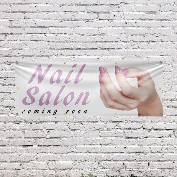 Signmission Nail Salon Coming Soon, 36 Inch x 96 Inch, Vinyl Banner - B-96-30747