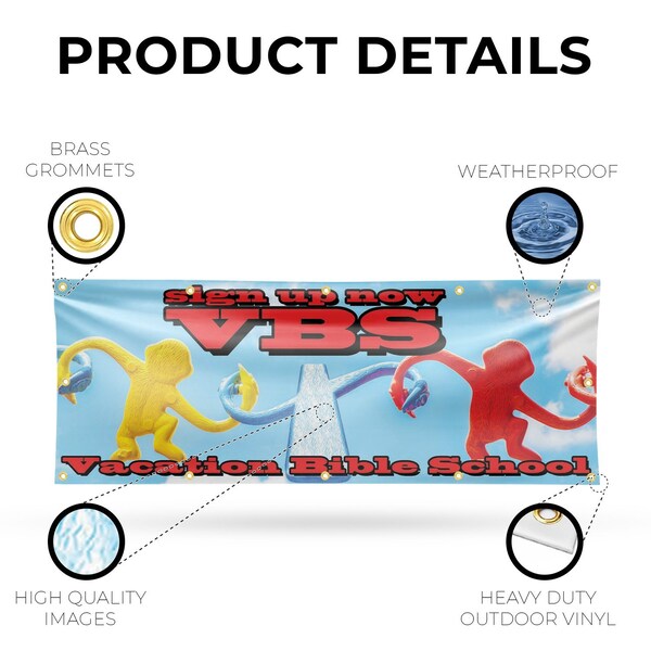 Signmission VBS Sign Up Now, 48 Inch x 120 Inch, Vinyl Banner - B-120-30910