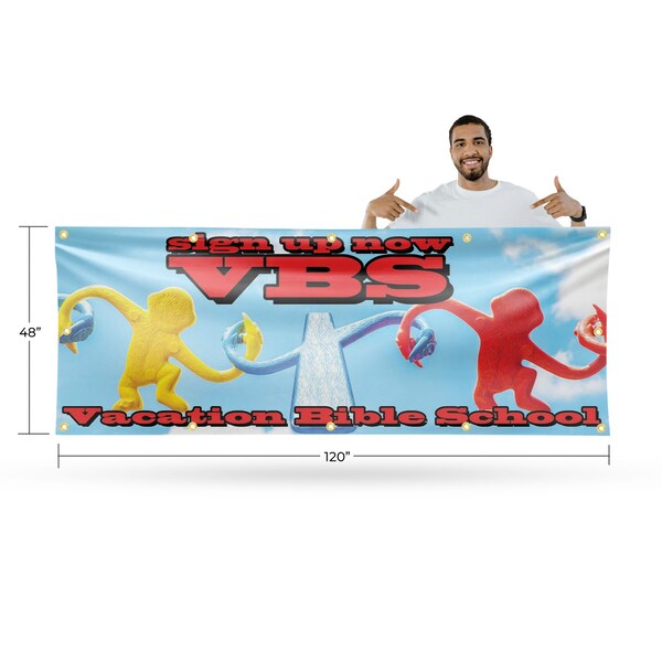 Signmission VBS Sign Up Now, 48 Inch x 120 Inch, Vinyl Banner - B-120-30910