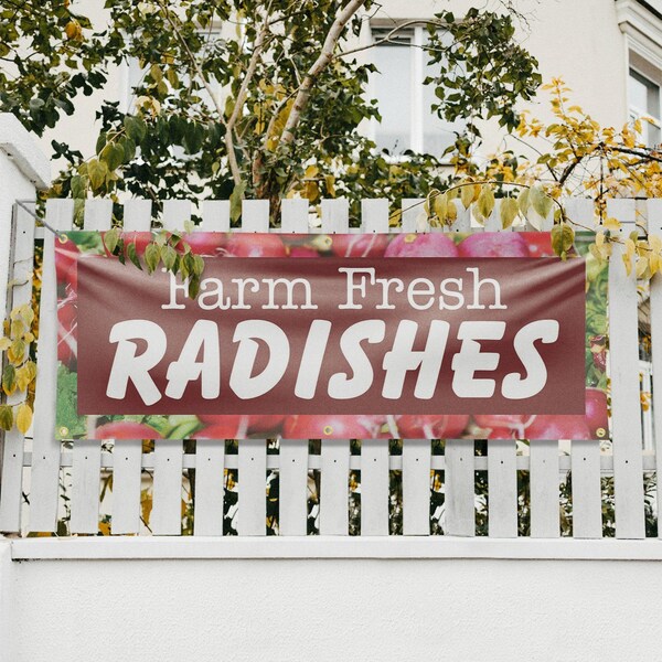 Signmission Farm Fresh Radishes, 24 Inch x 72 Inch, Vinyl Banner - B-72-30613