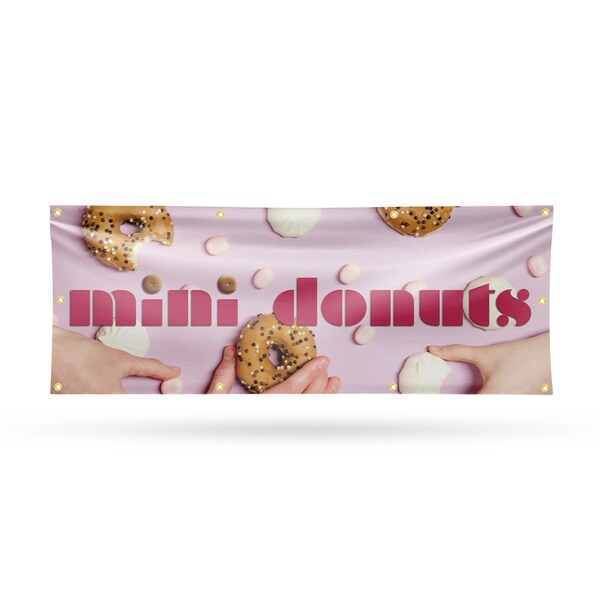 Signmission Mini Donuts, 36 Inch x 96 Inch, Vinyl Banner - B-96-30740