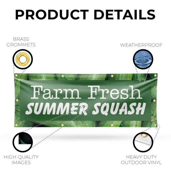 Signmission Farm Fresh Summer Squash, 36 Inch x 96 Inch, Vinyl Banner - B-96-30617