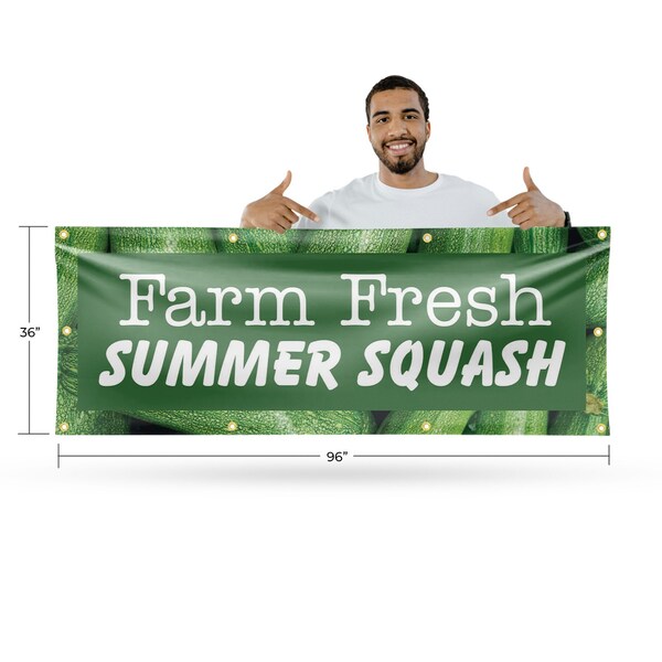 Signmission Farm Fresh Summer Squash, 36 Inch x 96 Inch, Vinyl Banner - B-96-30617