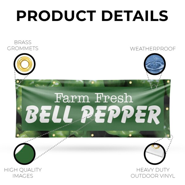 Signmission Farm Fresh Bell Pepper, 48 Inch x 120 Inch, Vinyl Banner - B-120-30578