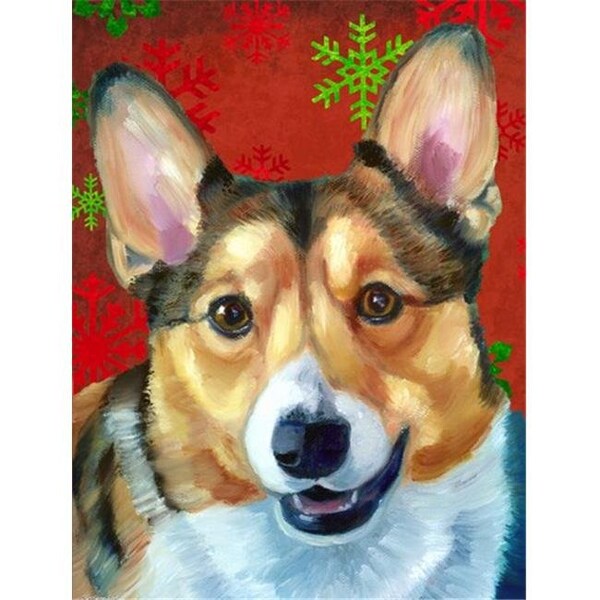 Patioplus Corgi Red Snowflakes Holiday Christmas Flag Garden Size - PA257564