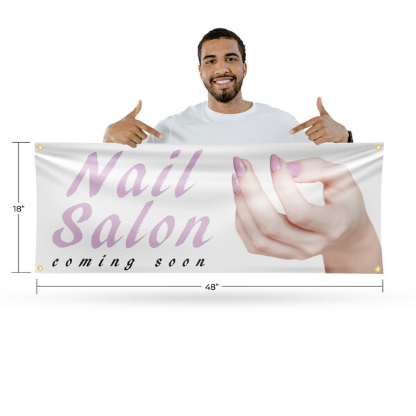 Signmission Nail Salon Coming Soon, 18 Inch x 48 Inch, Vinyl Banner - B-30747