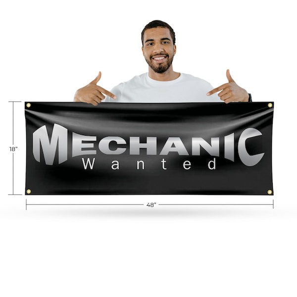 Signmission Mechanic Wanted, 18 Inch x 48 Inch, Vinyl Banner - B-30733