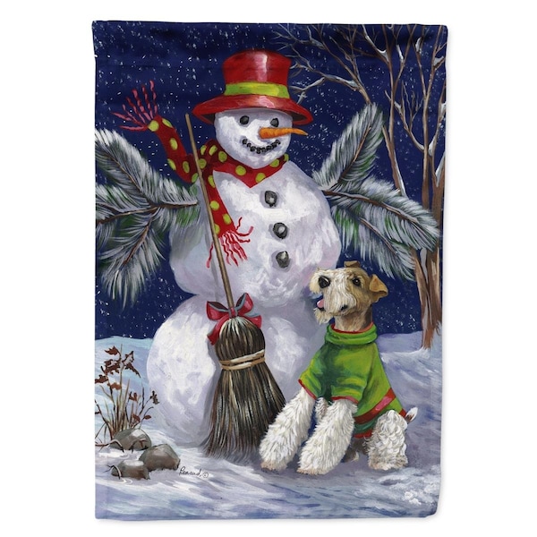 Carolines Treasures 28 x 0.01 x 40 in. Fox Terrier Christmas Winter Fun Canvas House Flag - PPP3095CHF