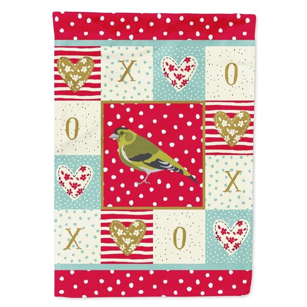 Carolines Treasures 28 x 0.01 x 40 in. Siskin Love Flag Canvas House Size - CK5514CHF