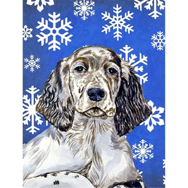 Patioplus 11 x 15 in. English Setter Winter Snowflakes Holiday Garden Size Flag - PA730427