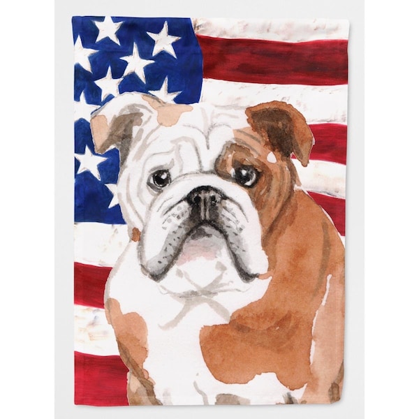 Carolines Treasures English Bulldog Patriotic Flag Canvas House Size - BB9381CHF