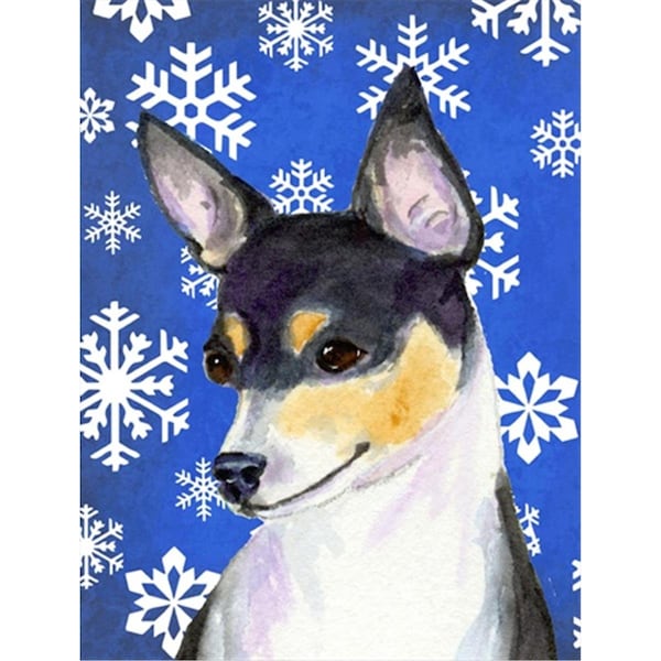 Carolines Treasures 28 x 40 in. Chihuahua Winter Snowflakes Holiday Flag Canvas House Size - SS4656CHF