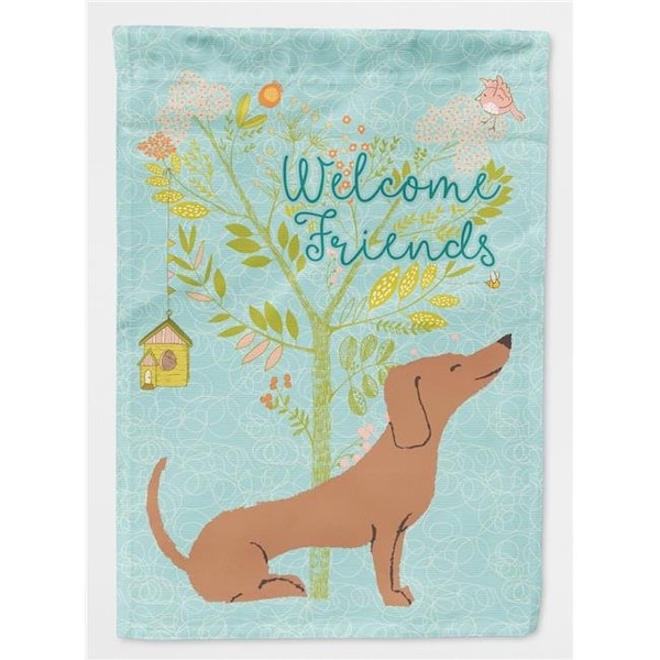 Carolines Treasures Carolines Treasures BB7631CHF Welcome Friends Red Dachshund Flag - Canvas House Size - BB7631CHF