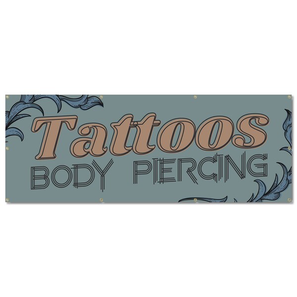 Signmission Tattoos Piercing, 36 Inch, Banner - B-96-30427