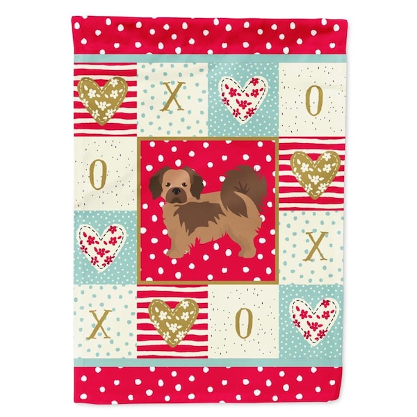 Carolines Treasures 28 x 0.01 x 40 in. Tibetan Spaniel Love Canvas House Flag - CK5897CHF