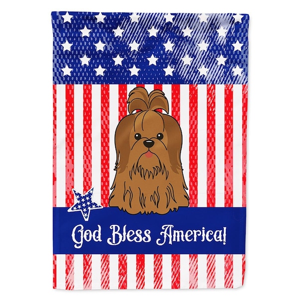 Carolines Treasures Patriotic USA Shih Tzu Silver Chocolate Flag Canvas House Size - BB3081CHF