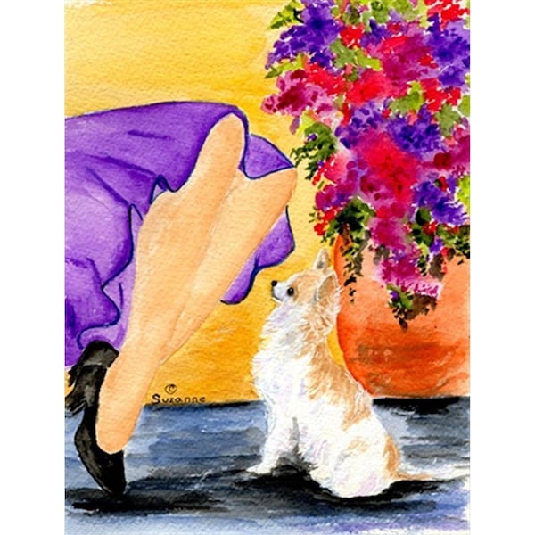 Carolines Treasures Lady with her Chihuahua Canvas Flag - House Size- 28 x 40 in. - SS8521CHF