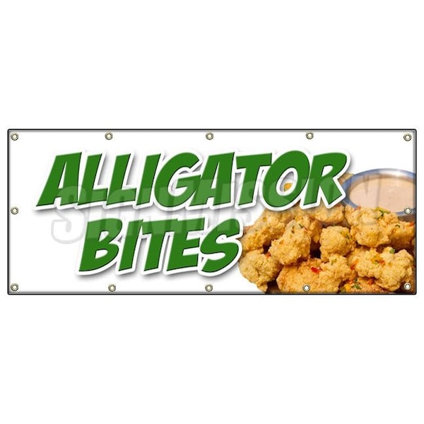 Signmission Alligator Bites Banner Heavy Duty 13 Oz Vinyl with Grommets - B-120 ALLIGATOR BITES