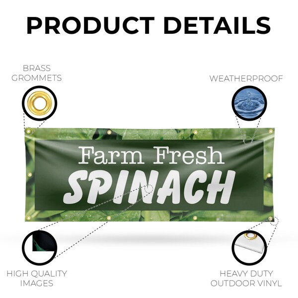 Signmission Farm Fresh Spinach, 36 Inch x 96 Inch, Vinyl Banner - B-96-30615