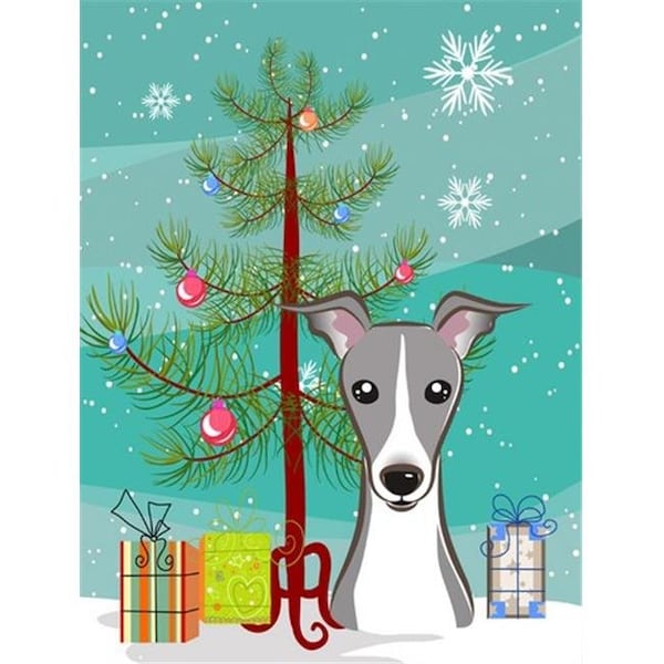 Patioplus Christmas Tree And Italian Greyhound Flag Garden Size - PA251760
