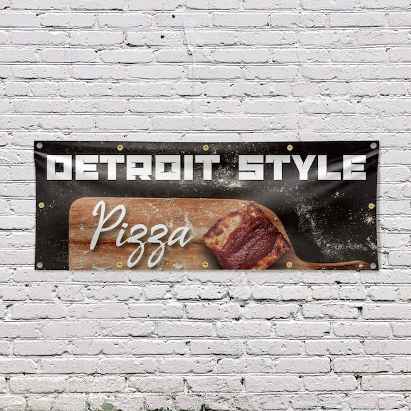 Signmission Detroit Style Pizza, 48 Inch x 120 Inch, Vinyl Banner - B-120-30544