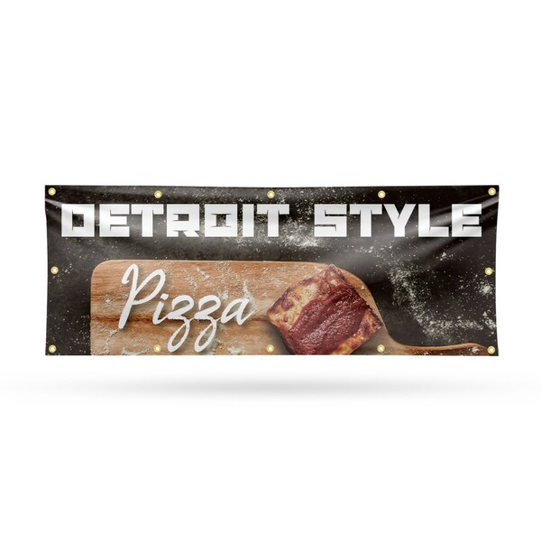 Signmission Detroit Style Pizza, 48 Inch x 120 Inch, Vinyl Banner - B-120-30544