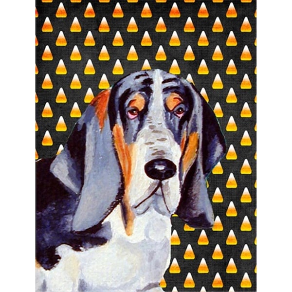 Patioplus 11 x 15 in. Basset Hound Candy Corn Halloween Portrait Garden Size Flag - PA251909