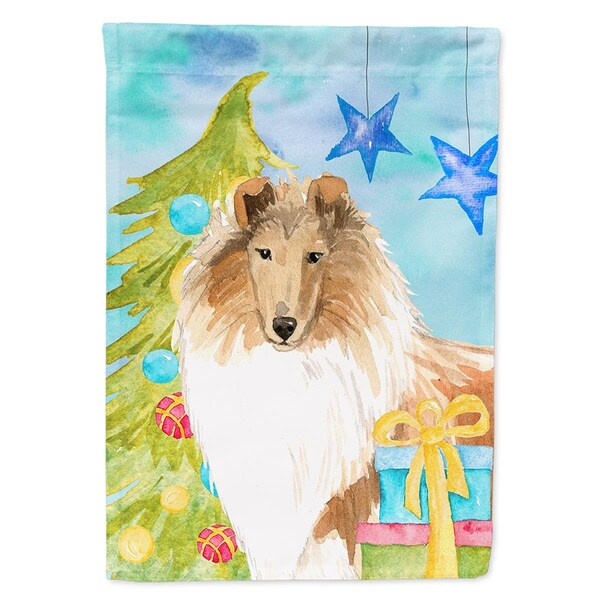 Carolines Treasures Christmas Tree Rough Collie Garden Size Flag - CK1867GF