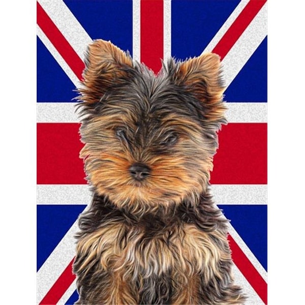 Carolines Treasures Carolines Treasures KJ1167GF Yorkie Puppy & Yorkshire Terrier with English Union Jack British Flag Flag Garden Size - KJ1167GF