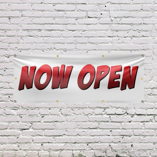 Signmission Now Open, 36 Inch x 96 Inch, Vinyl Banner - B-96-30763