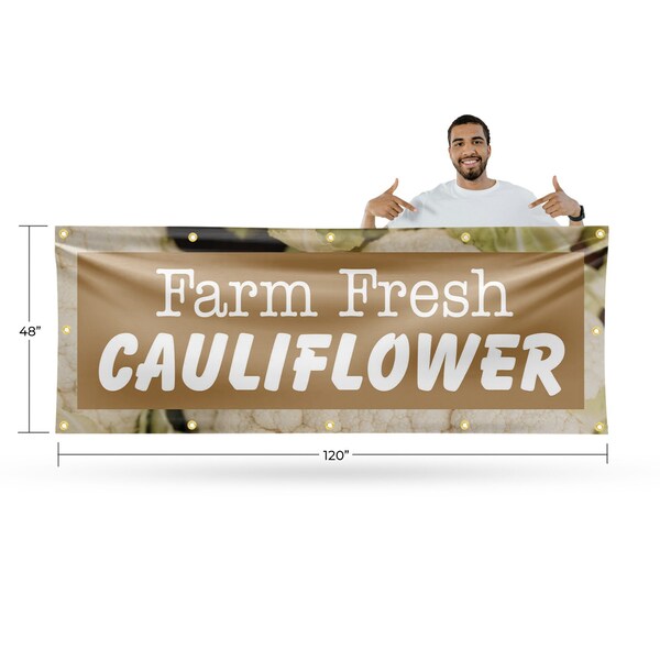 Signmission Farm Fresh Cauliflower, 48 Inch x 120 Inch, Vinyl Banner - B-120-30586