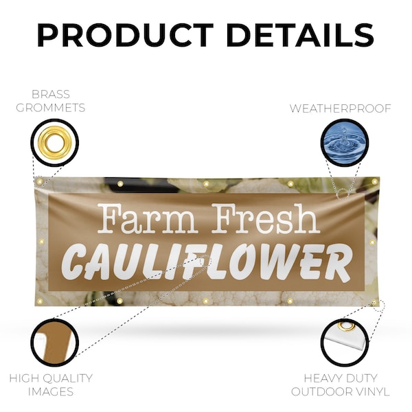 Signmission Farm Fresh Cauliflower, 48 Inch x 120 Inch, Vinyl Banner - B-120-30586
