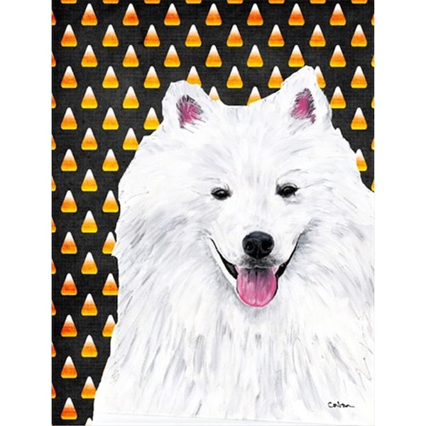 Patioplus American Eskimo Candy Corn Halloween Portrait Flag Garden Size - PA246927