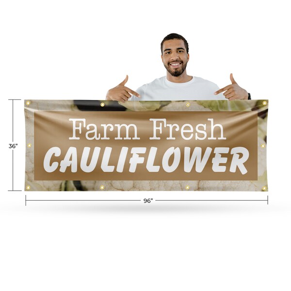 Signmission Farm Fresh Cauliflower, 36 Inch x 96 Inch, Vinyl Banner - B-96-30586