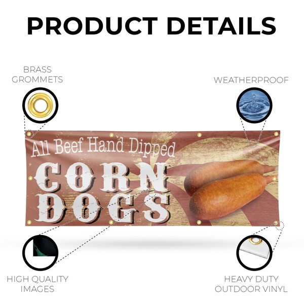 Signmission Corn Dogs, 36 Inch x 96 Inch, Vinyl Banner - B-96-30529