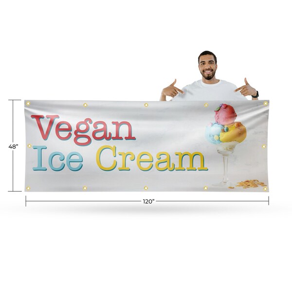 Signmission Vegan Ice Cream, 48 Inch x 120 Inch, Vinyl Banner - B-120-30911