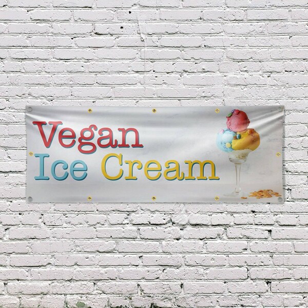 Signmission Vegan Ice Cream, 48 Inch x 120 Inch, Vinyl Banner - B-120-30911