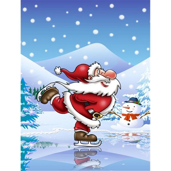 Patioplus Christmas Santa Claus Ice Skating Flag Garden Size - PA951325