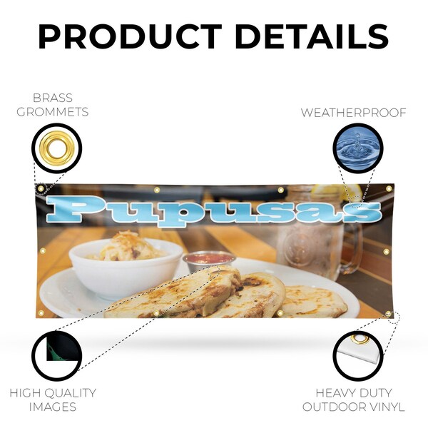 Signmission Pupusas, 36 Inch x 96 Inch, Vinyl Banner - B-96-30825