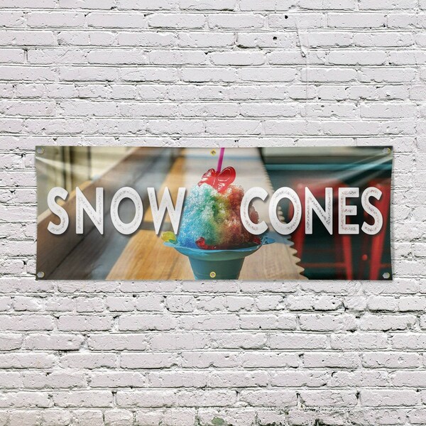 Signmission Snow Cones, 24 Inch x 72 Inch, Vinyl Banner - B-72-30864