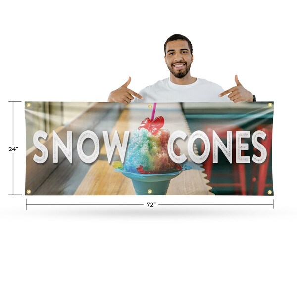 Signmission Snow Cones, 24 Inch x 72 Inch, Vinyl Banner - B-72-30864