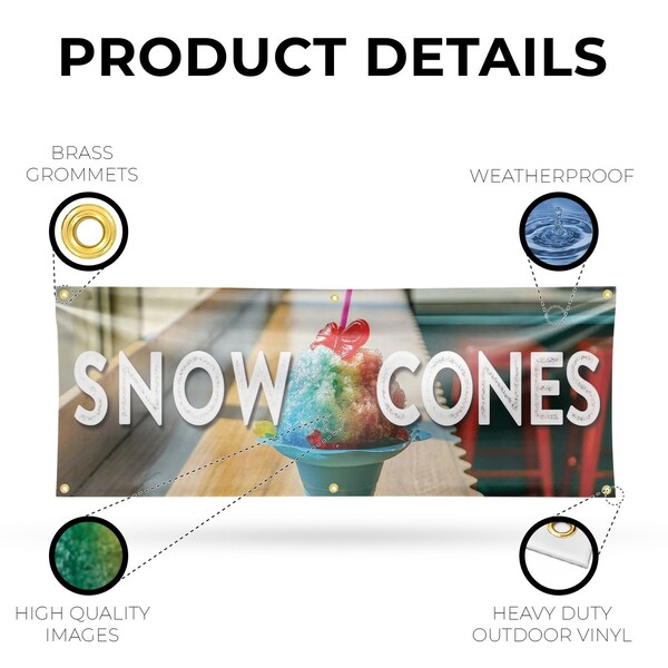 Signmission Snow Cones, 24 Inch x 72 Inch, Vinyl Banner - B-72-30864