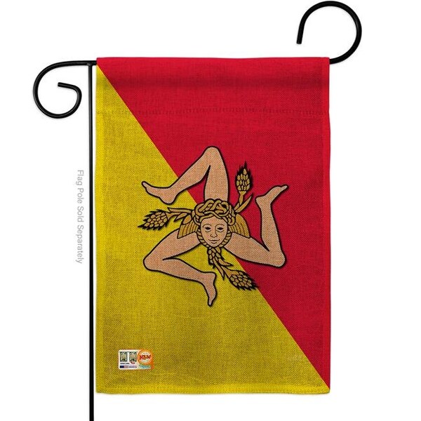 Gardencontrol 13 x 18.5 in. Sicily Burlap Flags of the World Nationality Impressions Decorative Vertical Double Sided Garden Flag - GA1486730