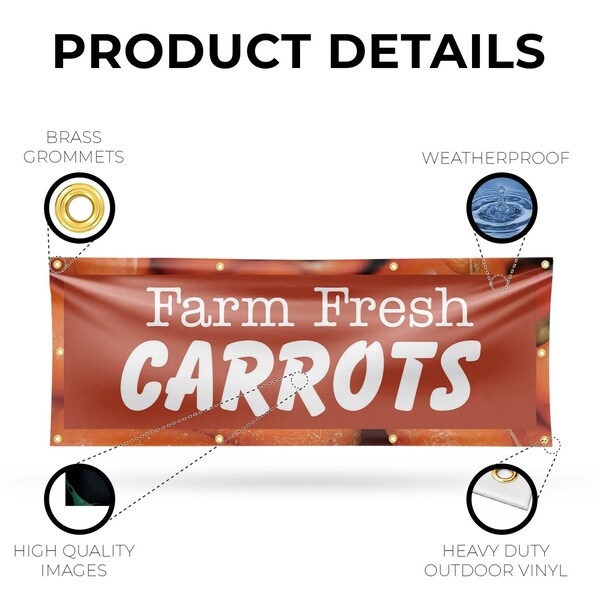 Signmission Farm Fresh Carrots, 36 Inch x 96 Inch, Vinyl Banner - B-96-30585