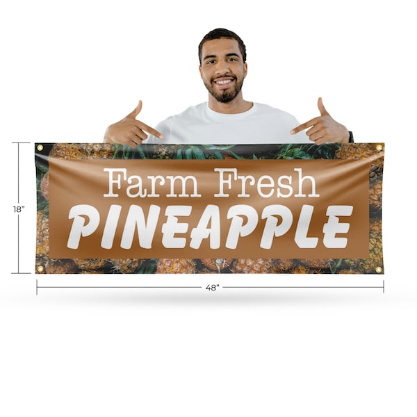 Signmission Farm Fresh Pineapples, 18 Inch x 48 Inch, Vinyl Banner - B-30608