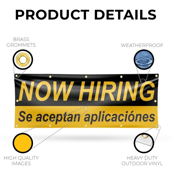 Signmission Now Hiring se Acepan Aplicaciones, 48 Inch x 120 Inch, Vinyl Banner - B-120-30761